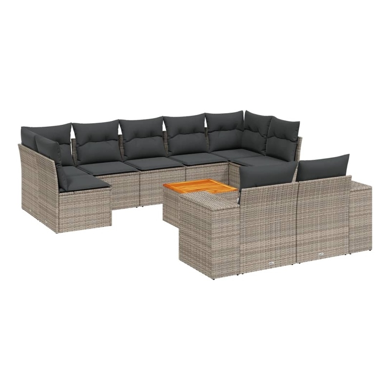 Afuera Living Contemporary 10 Piece Poly Rattan Sofa Set in Gray