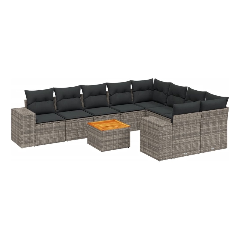 Afuera Living Contemporary Synthetic Poly Rattan 10 Piece Sofa Set in Gray