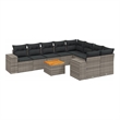 Afuera Living Contemporary Synthetic Poly Rattan 10 Piece Sofa Set in Gray