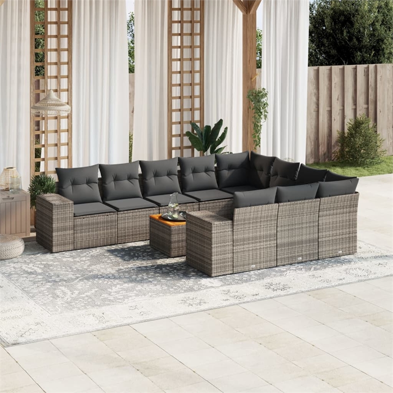 Afuera Living Contemporary Synthetic Poly Rattan Garden Sofa Set in Gray