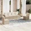 Afuera Living Contemporary 6 Piece Poly Rattan Sofa Set in Cream/Beige