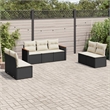 Afuera Living Contemporary 7 Piece Poly Rattan Sofa Set in Black/Cream