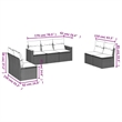 Afuera Living Contemporary 7 Piece Poly Rattan Sofa Set in Black/Cream