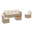 Afuera Living Contemporary Synthetic Poly Rattan 7 Piece  Sofa Set in Beige
