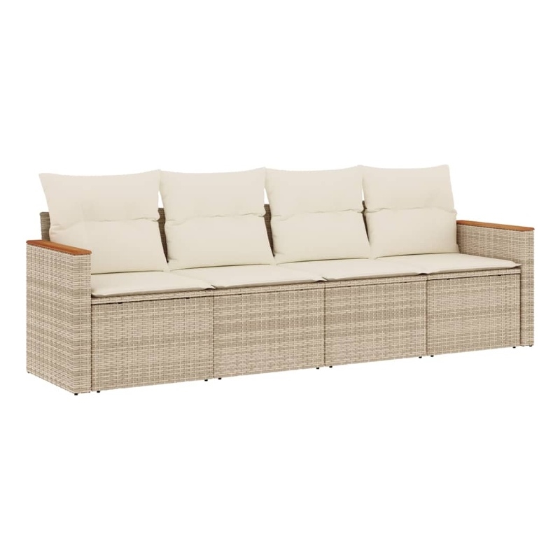 Afuera Living 4 Piece Poly Rattan Patio Sofa Set in Cream/Beige