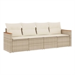 Afuera Living 4 Piece Poly Rattan Patio Sofa Set in Cream/Beige