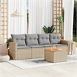 Afuera Living Contemporary Synthetic Poly Rattan 5 Piece Sofa Set in Beige