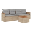 Afuera Living Contemporary Synthetic Poly Rattan 5 Piece Sofa Set in Beige