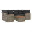 Afuera Living Contemporary Synthetic Poly Rattan 7 Piece  Sofa Set in Gray