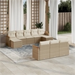 Afuera Living Contemporary Synthetic Poly Rattan 10 Piece Sofa Set in Beige