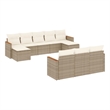 Afuera Living Contemporary Synthetic Poly Rattan 10 Piece Sofa Set in Beige