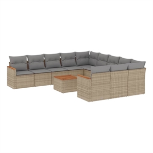 Afuera Living 12 Piece Solid Acacia Wood Sofa Set in Gray/Beige