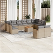 Afuera Living Contemporary 13 Piece Poly Rattan Sofa Set in Gray/Beige
