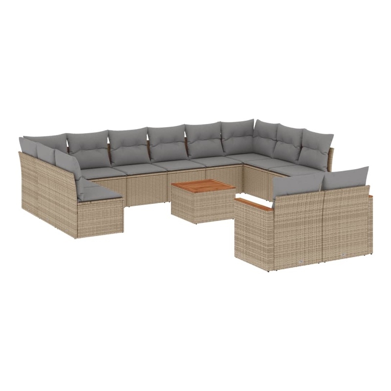 Afuera Living Contemporary 13 Piece Poly Rattan Sofa Set in Gray/Beige