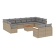 Afuera Living Contemporary 13 Piece Poly Rattan Sofa Set in Gray/Beige