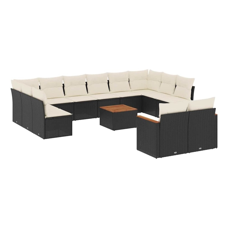 Afuera Living Contemporary 13 Piece Poly Rattan Sofa Set in Black