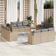 Afuera Living Contemporary 12 Piece Poly Rattan Sofa Set in Beige
