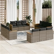 Afuera Living Contemporary Synthetic Poly Rattan 12 Piece Sofa Set in Gray