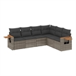 Afuera Living Contemporary Synthetic Poly Rattan 6 Piece  Sofa Set in Gray