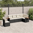 Afuera Living 6 Piece Poly Rattan Small Sofa Set in Black/Cream