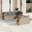 Afuera Living Contemporary 7 Piece Poly Rattan Sofa Set in Beige