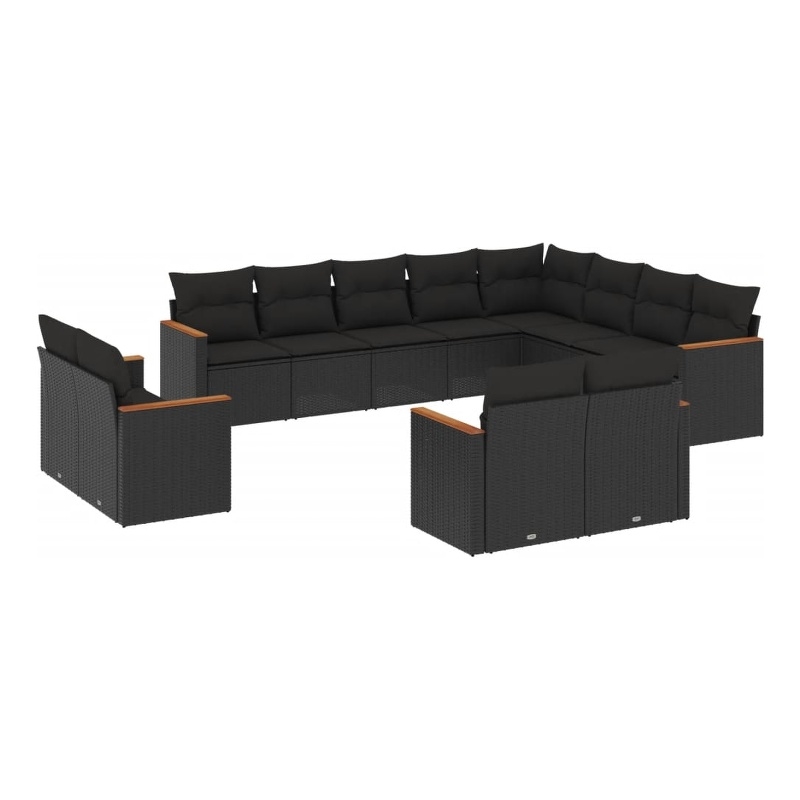 Afuera Living Contemporary 12 Piece Poly Rattan Sofa Set in Black