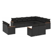 Afuera Living Contemporary 12 Piece Poly Rattan Sofa Set in Black