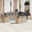 Afuera Living Contemporary Synthetic Poly Rattan 13 Piece Sofa Set in Gray/Beige