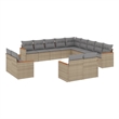 Afuera Living Contemporary Synthetic Poly Rattan 13 Piece Sofa Set in Gray/Beige