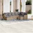 Afuera Living Contemporary Synthetic Poly Rattan 9 Piece Sofa Set in Beige