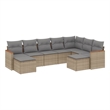 Afuera Living Contemporary Synthetic Poly Rattan 9 Piece Sofa Set in Beige