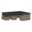 Afuera Living Contemporary Synthetic Poly Rattan 11 Piece  Sofa Set in Gray