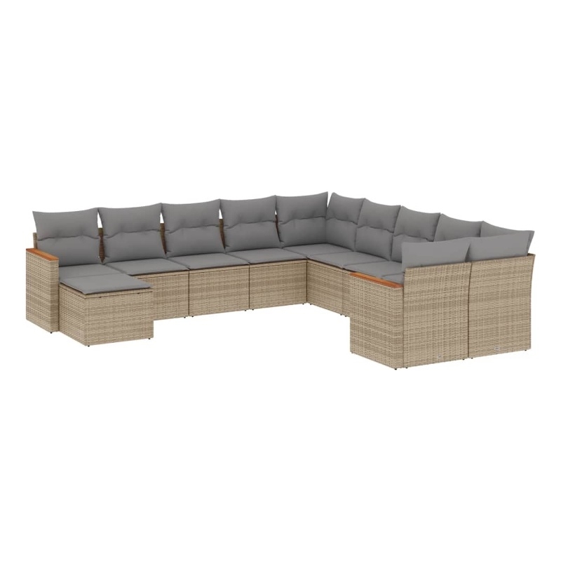 Afuera Living Contemporary 11 Piece Poly Rattan Sofa Set in Gray/Beige