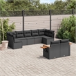 Afuera Living Contemporary Synthetic Poly Rattan 9 Piece Sofa Set in Black