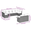Afuera Living Contemporary Synthetic Poly Rattan 9 Piece Sofa Set in Black