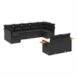 Afuera Living Contemporary Synthetic Poly Rattan 9 Piece Sofa Set in Black