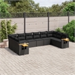 Afuera Living Contemporary 10 Piece Poly Rattan Large Sofa Set in Black