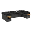 Afuera Living Contemporary 10 Piece Poly Rattan Large Sofa Set in Black