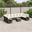 Afuera Living Contemporary 11 Piece Poly Rattan Large Sofa Set in Black