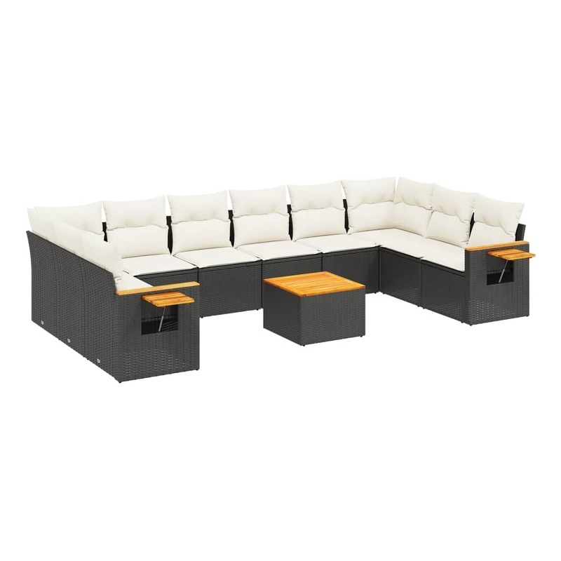 Afuera Living Contemporary 11 Piece Poly Rattan Large Sofa Set in Black