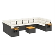 Afuera Living Contemporary 11 Piece Poly Rattan Large Sofa Set in Black