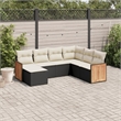 Afuera Living Contemporary 7 Piece Poly Rattan Sofa Set in Black