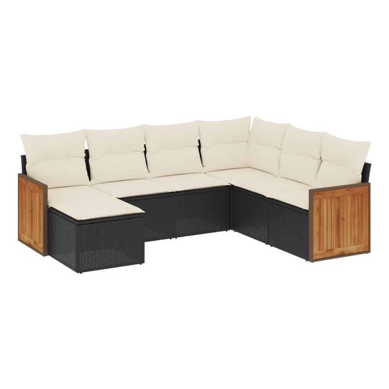 Afuera Living Contemporary 7 Piece Poly Rattan Sofa Set in Black