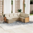 Afuera Living Contemporary 7 Piece Poly Rattan Small Sofa Set in Beige