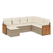 Afuera Living Contemporary 7 Piece Poly Rattan Small Sofa Set in Beige