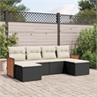 Afuera Living Contemporary 6 Piece Poly Rattan Sofa Set in Black/Cream