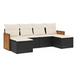 Afuera Living Contemporary 6 Piece Poly Rattan Sofa Set in Black/Cream