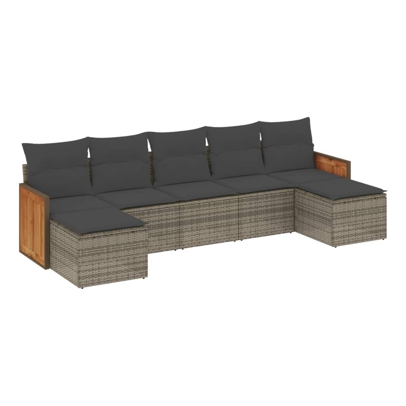 Afuera Living Contemporary 7 Piece Poly Rattan Sofa Set in Gray