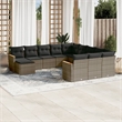 Afuera Living Contemporary 12 Piece Poly Rattan Small Sofa Set in Gray