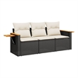 Afuera Living Contemporary 3 Piece Poly Rattan Sofa Set in Black/Cream